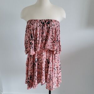 Anthropologie Tiare Hawaii Pink peach and Black Strapless Swim Coverup